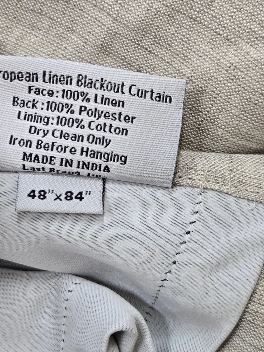 NWT QUINCE Set Of 2 48x84 European Linen True Blackout Curtains Flax 9497